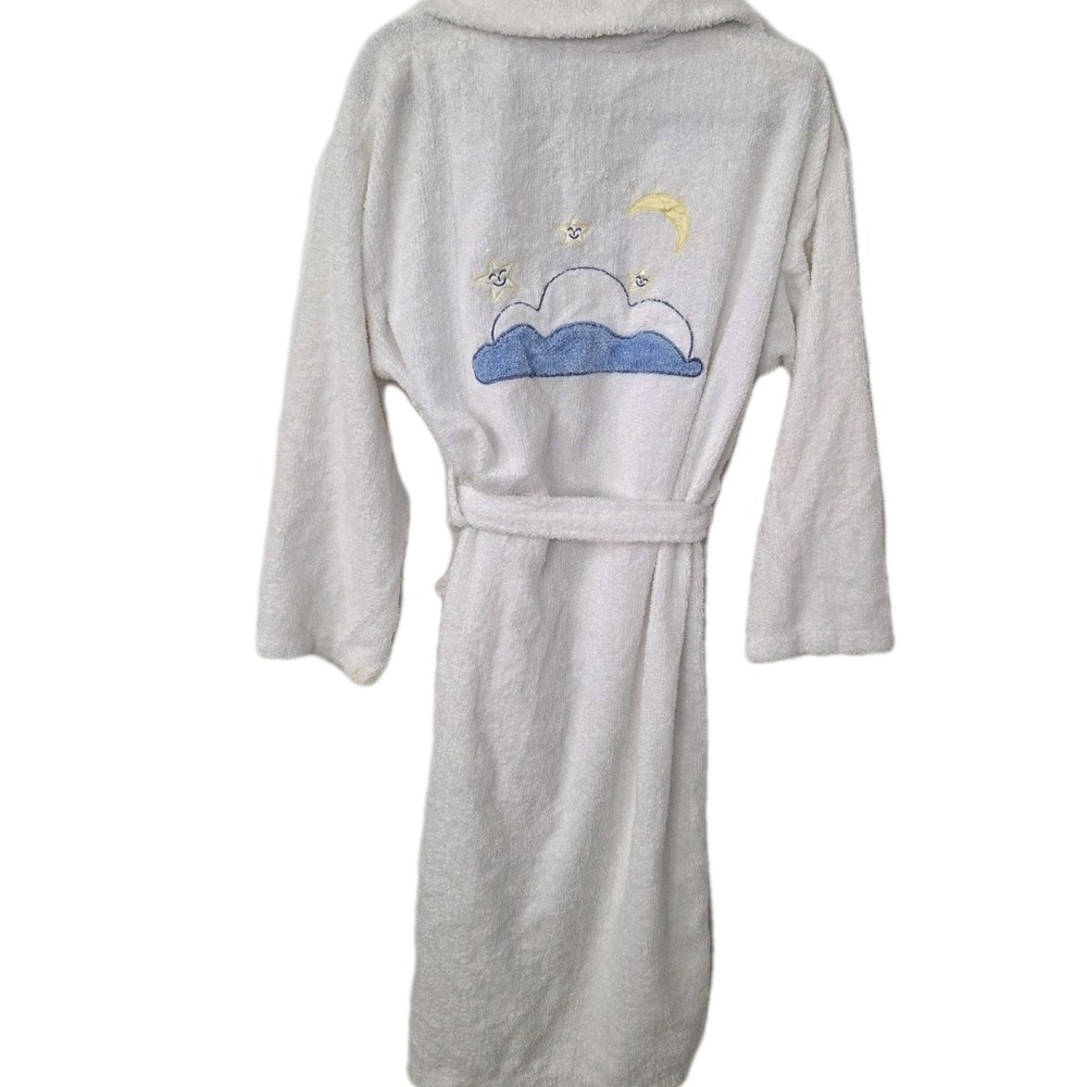 Xhilaration White Plush Hooded‎ Robe Moon Cloud Stars Sleepwear Bathrobe L/XL